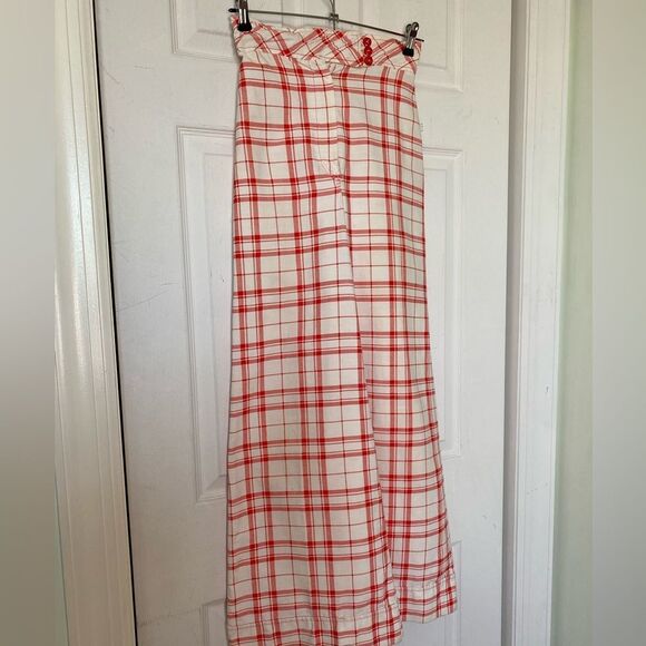 1970s Checkered White & Red Bell Bottom Pants - Picture 4 of 15